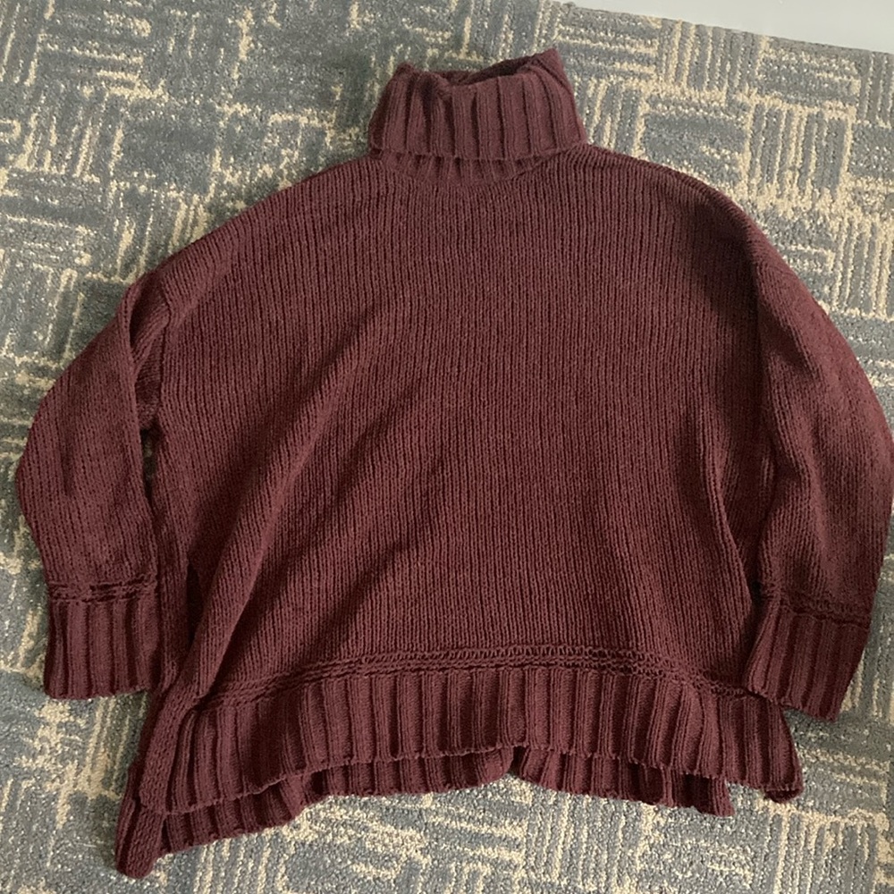 Aerie Brown Cowl Neck Sweater with Chunky Knit